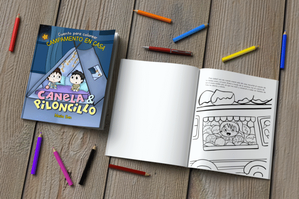 Canela & Piloncillo: Campamento en Casa - Cuento ilustrado para Colorear - Image 2