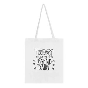 Legend Dairy – Bolsa de tela ecológica con diseño divertido