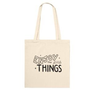 "Enjoy the Little Things" - Bolsa tote de algodón con diseño tipográfico