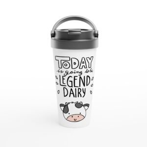 Legend Dairy – Taza de viaje con diseño divertido